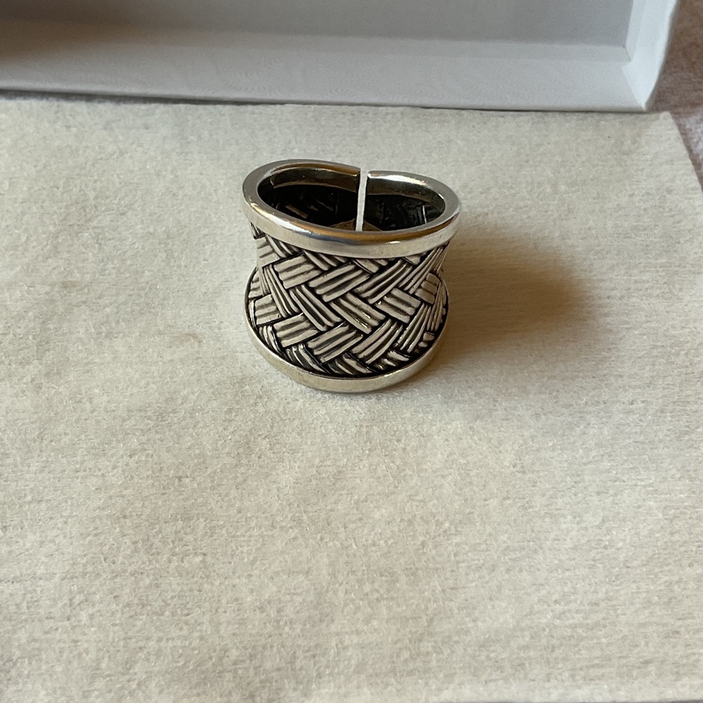 Woven Pattern Silver Tone Ring